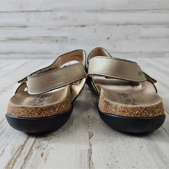 Mephisto Agave Gold Metallic Leather Comfort Air Relax Hook And Loop Sandals 40 - Picture 4 of 6